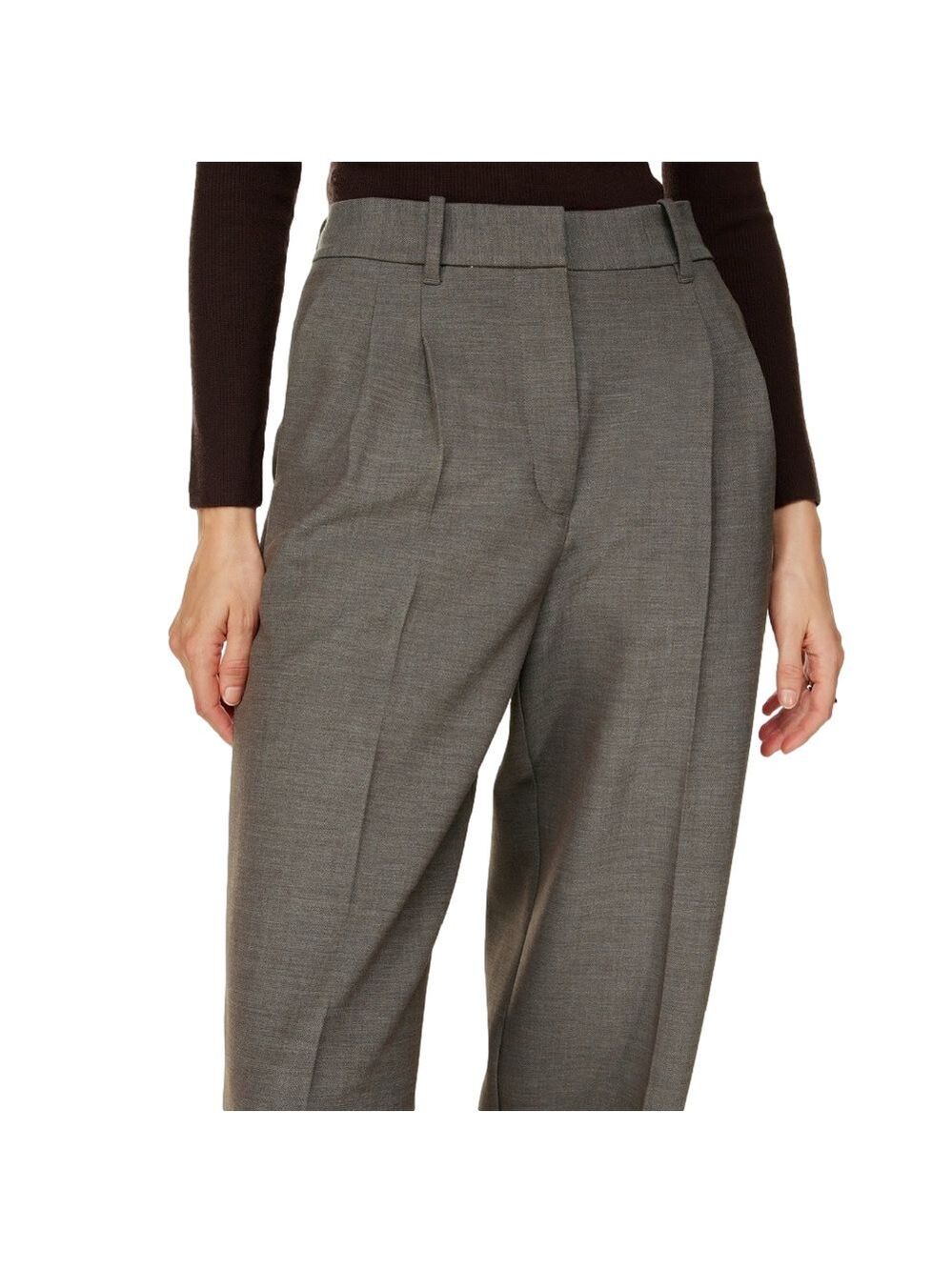 Aritzia Wilfred Effortless Pant brown pleated wide leg old money trousers 2